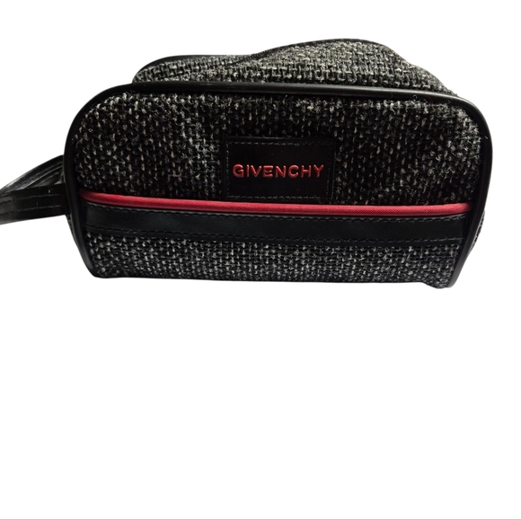 GIVENCHY GRAY TWEED DOPP COSMETIC TOILETRY TRAVEL MAKE UP POUCH BAG Vintage - Picture 1 of 6